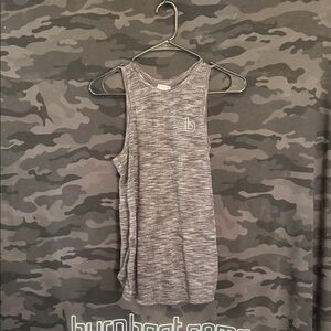 Heather Black Athletic Tank Top with Subtle Logo